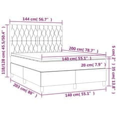 Vidaxl Box spring postelja z vzmetnico temno modra 140x200 cm žamet