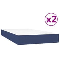 Vidaxl Box spring postelja z vzmetnico moder 200x200 cm blago