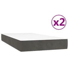 Vidaxl Box spring postelja z vzmetnico temno siva 200x200 cm žamet