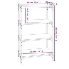 Vidaxl Knjižna omara sonoma hrast 60x33x100 cm inženirski les in jeklo