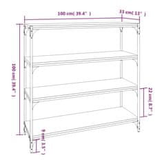 Vidaxl Knjižna omara rjav hrast 100x33x100 cm inženirski les in jeklo