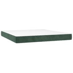 Vidaxl Box spring postelja z vzmetnico temno zelena 160x200 cm žamet