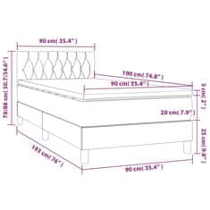 Vidaxl Box spring postelja z vzmetnico temno siva 90x190 cm blago