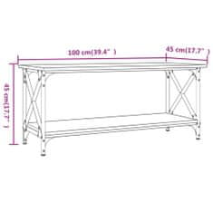 Vidaxl Klubska mizica siva sonoma 100x45x45cm inženirski les in železo