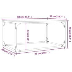 Vidaxl Klubska mizica siva sonoma 80x50x40 cm inženirski les in železo