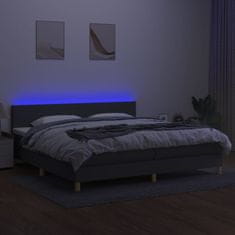 Vidaxl Box spring postelja z vzmetnico LED temno siva 200x200 cm blago