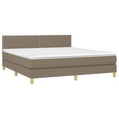 Vidaxl Box spring postelja z vzmetnico LED taupe 160x200 cm blago