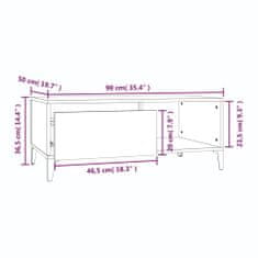 Vidaxl Klubska mizica visok sijaj bela 90x50x36,5 cm inženirski les