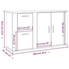 Vidaxl Komoda siva sonoma 100x33x59,5 cm inženirski les