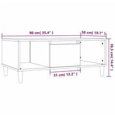 Vidaxl Klubska mizica visok sijaj bela 90x50x36,5 cm inženirski les