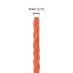 Vidaxl Delovna vrv oranžna 8 mm 50 m polipropilen