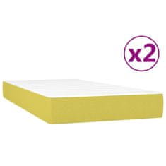 Vidaxl Box spring postelja z vzmetnico zelen 200x200 cm blago