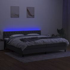 Vidaxl Box spring postelja z vzmetnico LED temno siva 200x200 cm blago