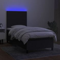 Vidaxl Box spring postelja z vzmetnico LED črna 80x200 cm blago