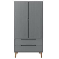 Vidaxl Garderobna omara siva 90x55x175 cm trdna borovina