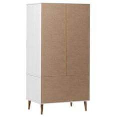 Greatstore Garderobna omara bela 90x55x175 cm trdna borovina