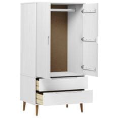 Greatstore Garderobna omara bela 90x55x175 cm trdna borovina