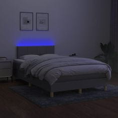 Vidaxl Box spring postelja z vzmetnico LED sv. siva 120x200 cm blago