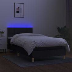 Vidaxl Box spring postelja z vzmetnico LED črna 90x190 cm blago