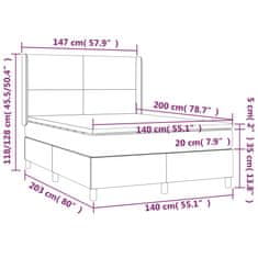 Vidaxl Box spring postelja z vzmetnico temno siva 140x200 cm blago