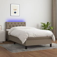 Vidaxl Box spring postelja z vzmetnico LED taupe 80x200 cm blago