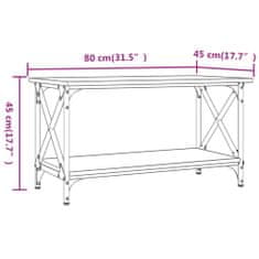 Vidaxl Klubska mizica črna 80x45x45 cm inženirski les in železo