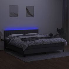 Vidaxl Box spring postelja z vzmetnico LED temno siva 160x200 cm blago