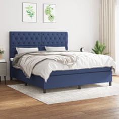 Vidaxl Box spring postelja z vzmetnico modra 160x200 cm blago