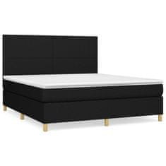 Vidaxl Box spring postelja z vzmetnico črna 160x200 cm blago