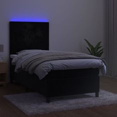 Vidaxl Box spring postelja z vzmetnico LED črna 80x200 cm žamet