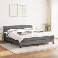 Vidaxl Box spring postelja z vzmetnico temno siva 160x200 cm blago