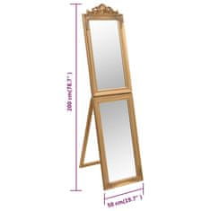 Vidaxl Prostostoječe ogledalo zlato 50x200 cm