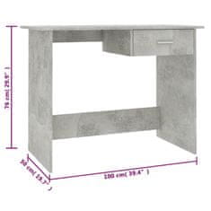 Vidaxl Pisalna miza betonsko siva 100x50x76 cm iverna plošča