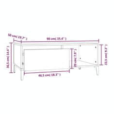 Vidaxl Klubska mizica siva sonoma 90x50x36,5 cm inženirski les