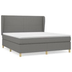 Vidaxl Box spring postelja z vzmetnico temno siva 160x200 cm blago