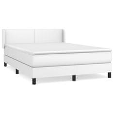 Vidaxl Box spring postelja z vzmetnico bel 140x200 cm umetno usnje