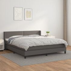 Vidaxl Box spring postelja z vzmetnico siva 180x200 cm umetno usnje