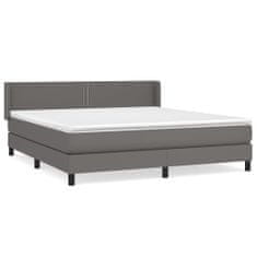 Vidaxl Box spring postelja z vzmetnico siva 160x200 cm umetno usnje