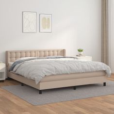 Vidaxl Box spring postelja z vzmetnico kapučino 160x200cm umetno usnje