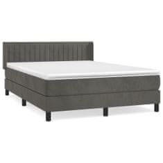 Vidaxl Box spring posteljni z vzmetnico temno siv 140x190 cm žamet