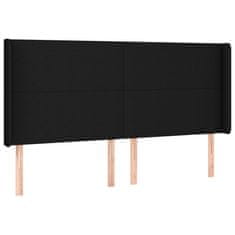 Vidaxl LED posteljno vzglavje črno 183x16x118/128 cm blago