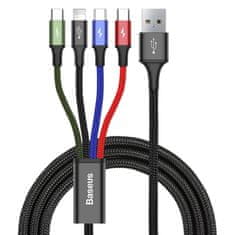 BASEUS 4v1 USB kabel Lightning / USB tipa C / 2x micro USB v najlonski pletenici 3,5 A 1,2 m črn (CA1T4-C01)