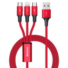 BASEUS 3v1 kabel z zaključki USB - USB Type C / Lightning / micro USB 1,2 m, 3,5 A rdeč (CAJS000009)