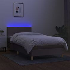 Vidaxl Box spring postelja z vzmetnico LED taupe 100x200 cm blago