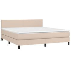 Vidaxl Box spring postelja vzmetnico LED kapučino 180x200 cm um. usnje