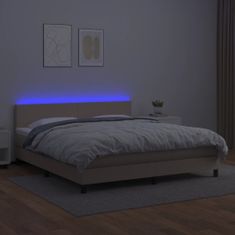 Vidaxl Box spring postelja vzmetnico LED kapučino 180x200 cm um. usnje