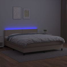 Vidaxl Box spring postelja z vzmetnico LED kapučino 160x200 cm