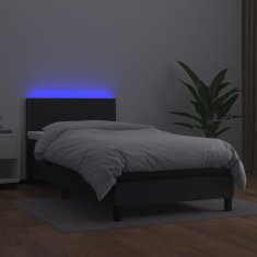 Vidaxl Box spring postelja z vzmetnico LED črn 100x200 cm umetno usnje