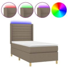 Vidaxl Box spring postelja z vzmetnico LED taupe 90x190 cm blago