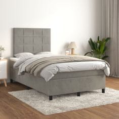 Vidaxl Box spring postelja z vzmetnico svetlo siva 120x200 cm žamet